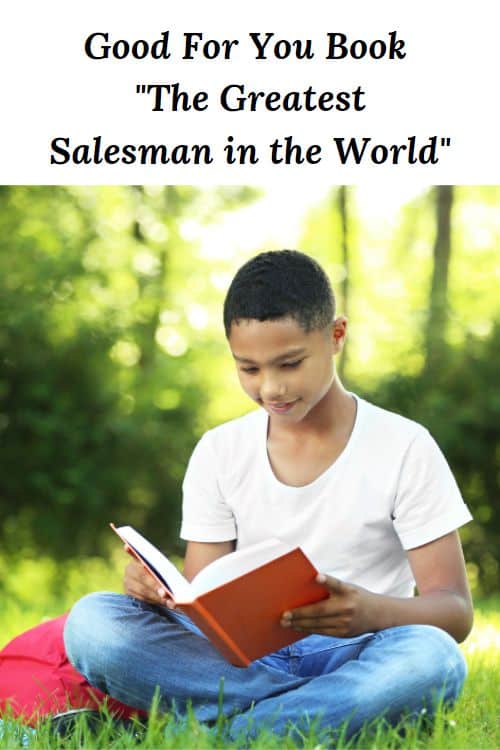 African American woman reading a book in the park and the words "Good For You Book The Greatest Salesman in the World"