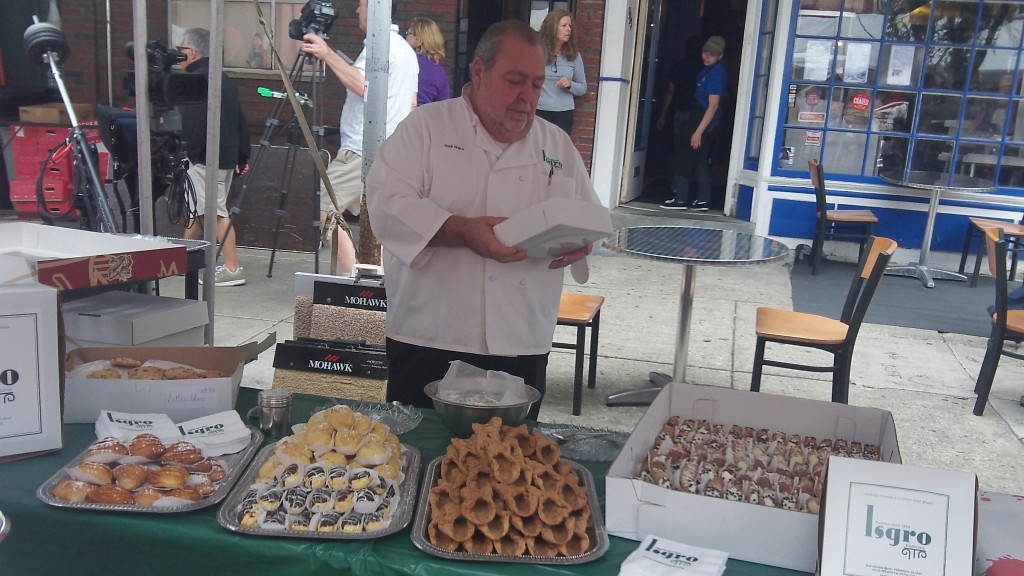 Chef Gus of Isgro Pasticceria and his famous cannoli.