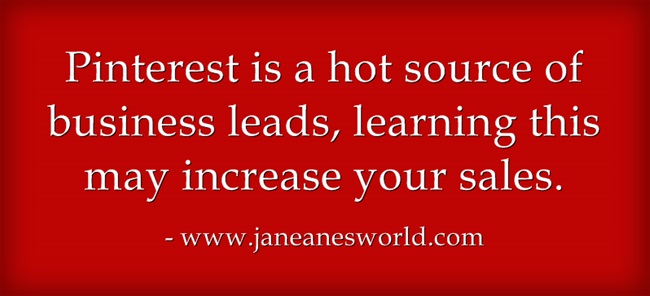 pinterest may lead to business sales www.janeanesworld.com