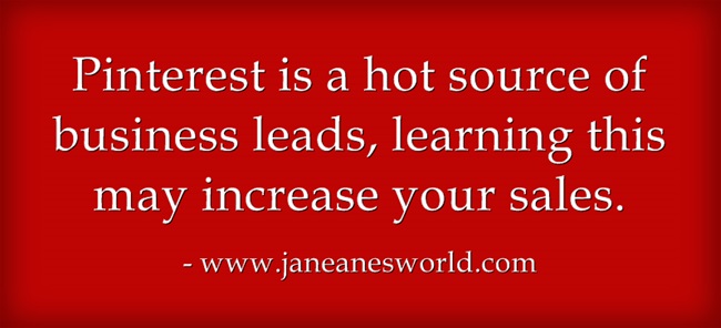 pinterest may lead to business sales www.janeanesworld.com