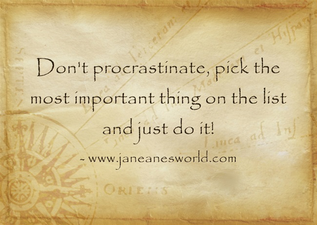 don't procrastinate the most important thing and just do it www.janeanesworld.com