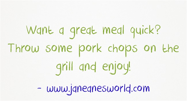 grilled pork a quick meal www.janeanesworld.com