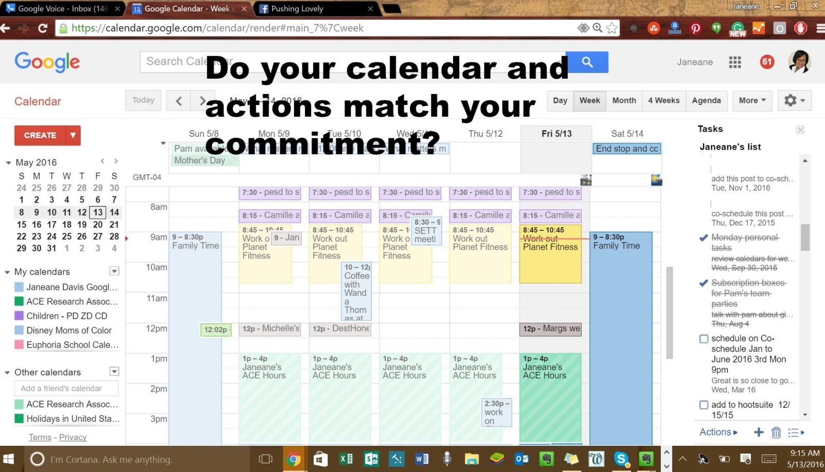 Do your calendar and actions match your committment?