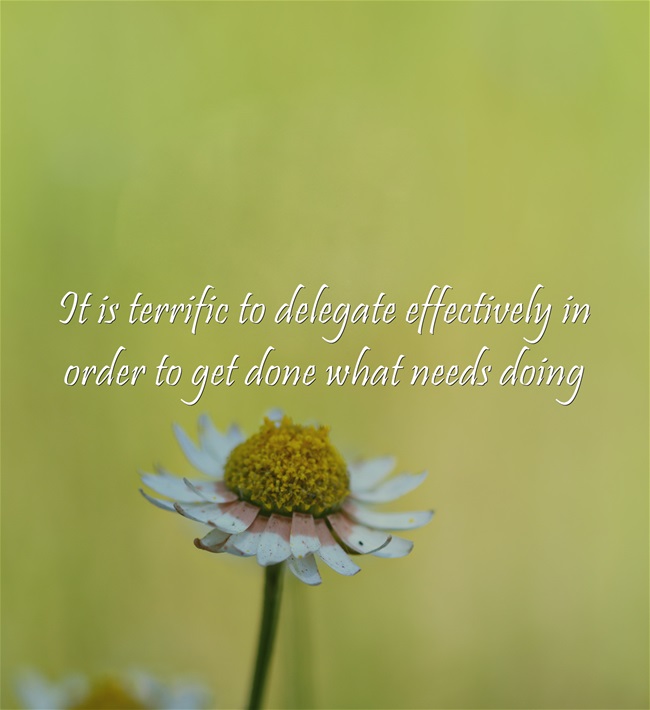 It is terrific to delegate effectively in order to get done what needs doing