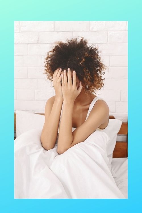 crying African American woman and the words I cried myself to sleep last night