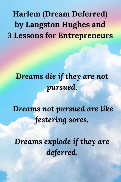 picture of clouds and rainbow and the words Harlem Dream Deferred and 3 Lessons for Entrepreneurs